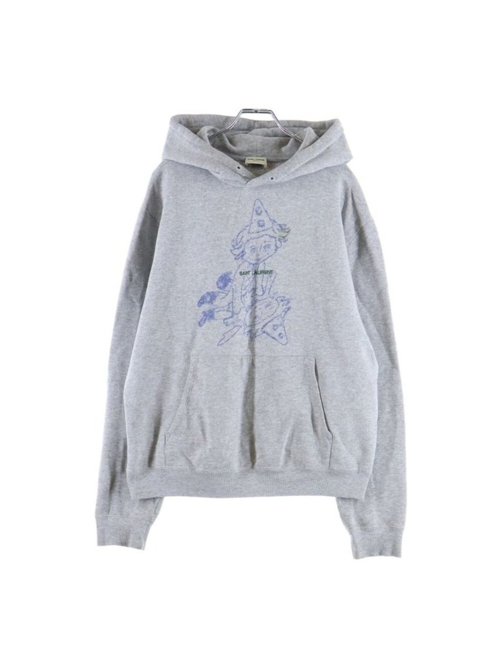 Saint Laurent Paris Crown Logo Hoodie Gray